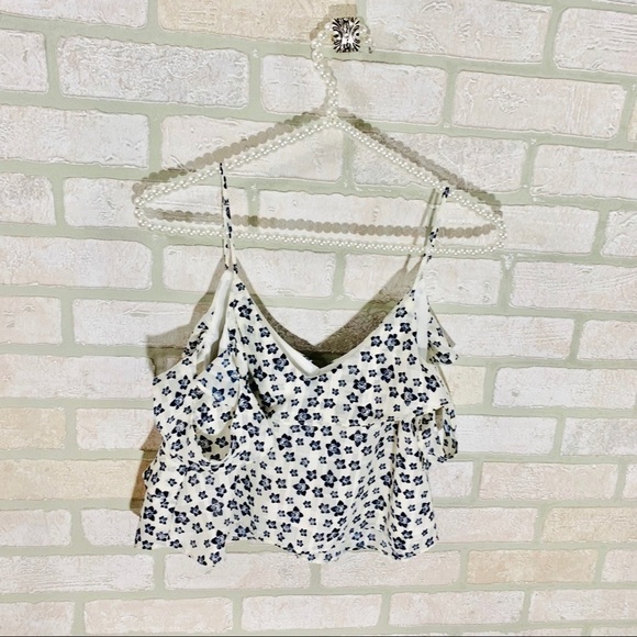 TopShop Floral Print Cold Shoulder Blouse - Picture 7 of 7